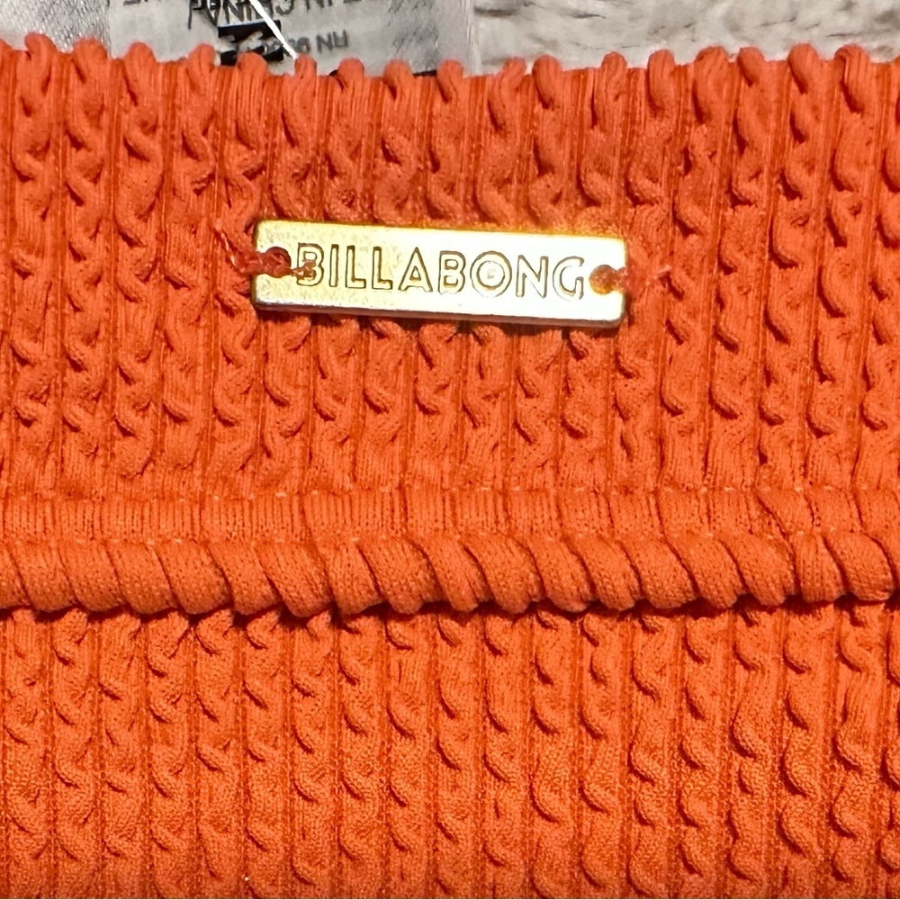 Billabong Coral Orange High Waist Ribbed Bikini Bottom Swimwear - Picture 6 of 10